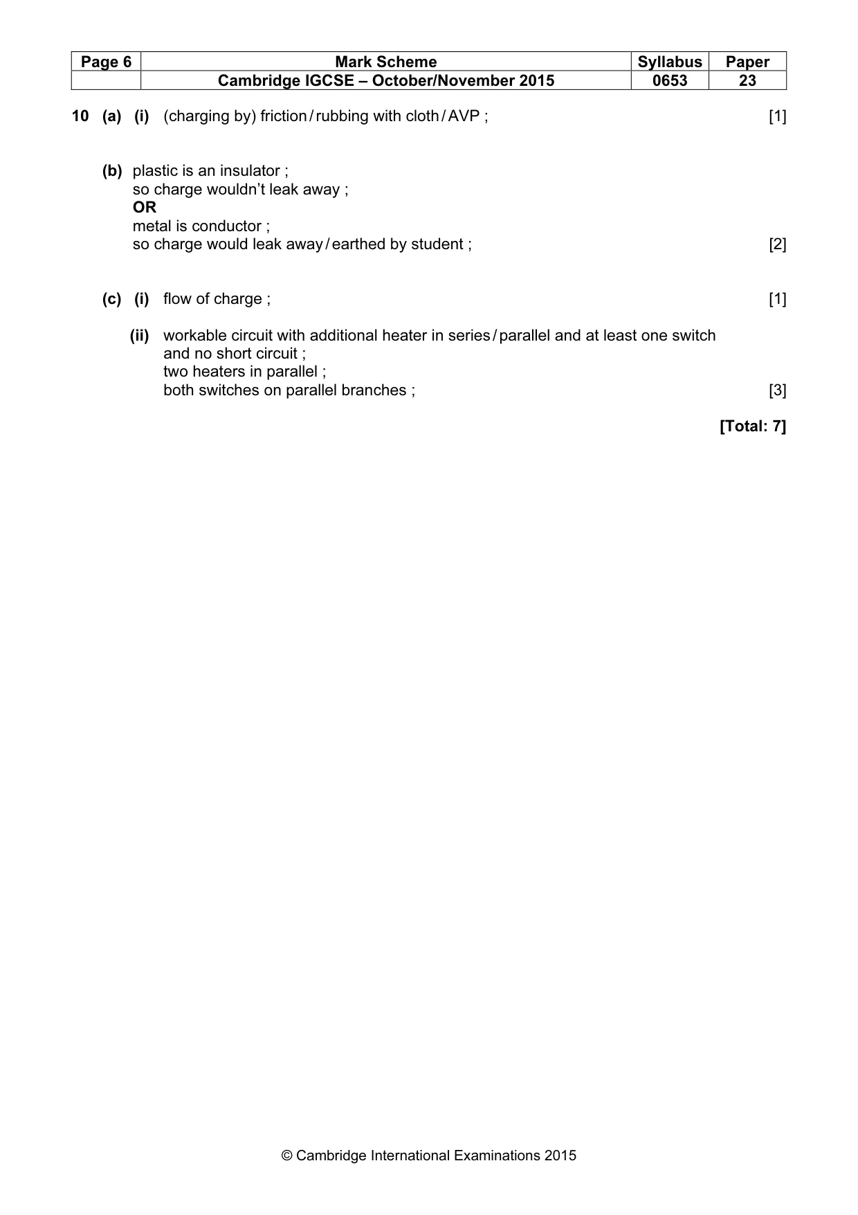 Mark scheme, page 6 of 6