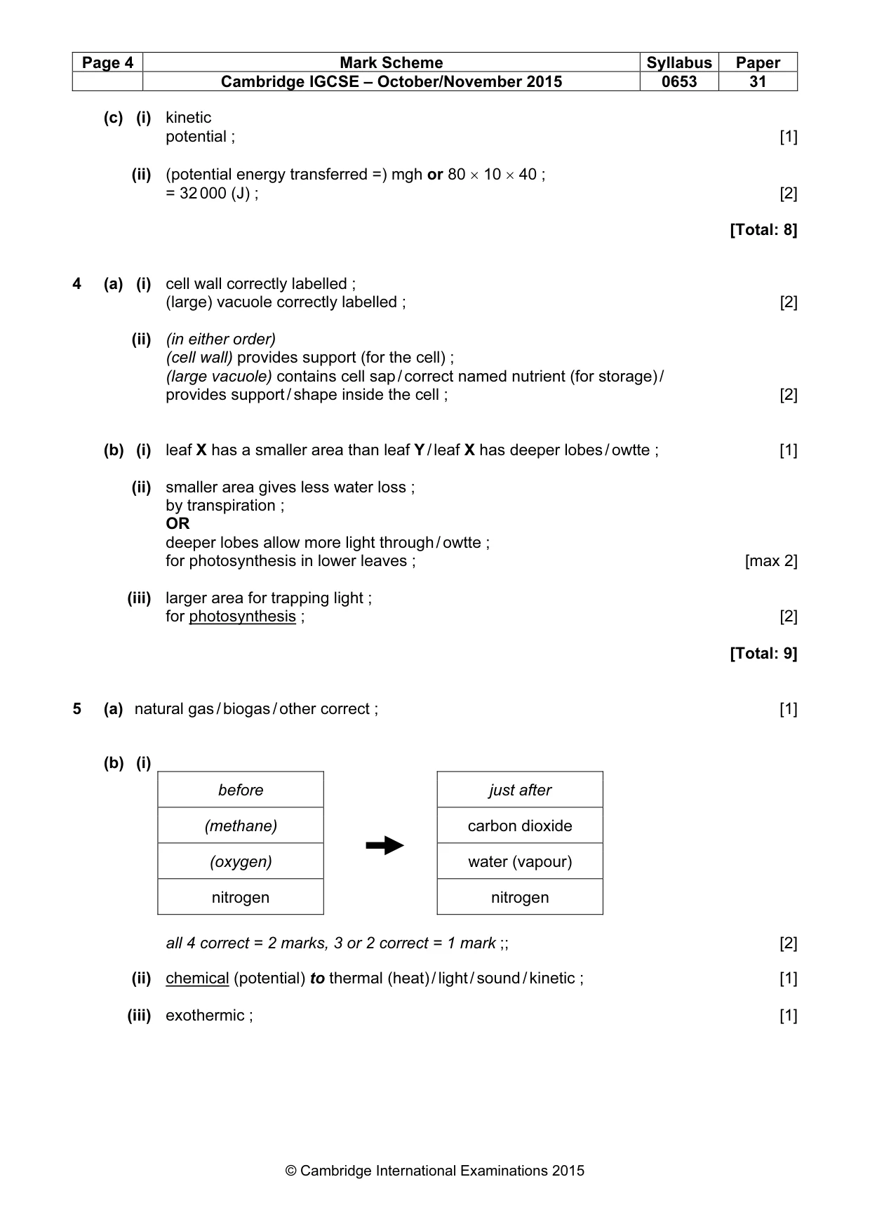 Mark scheme, page 4 of 6
