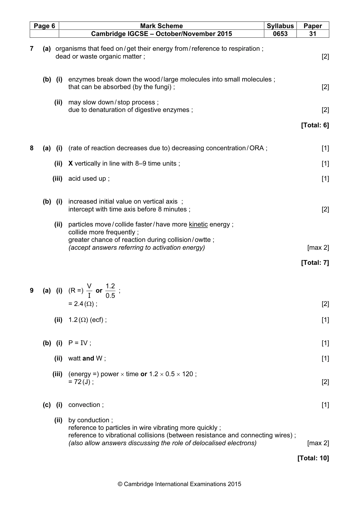 Mark scheme, page 6 of 6