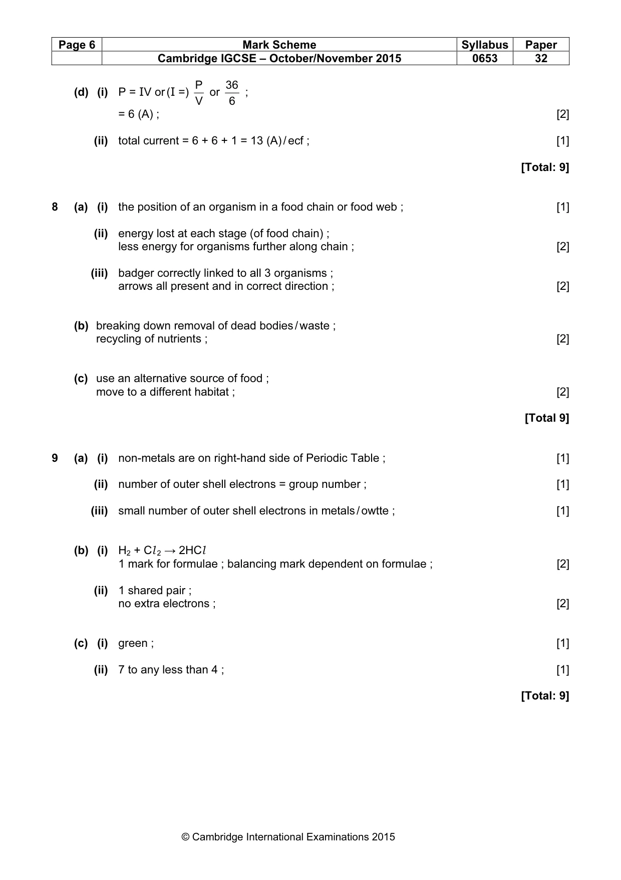 Mark scheme, page 6 of 6