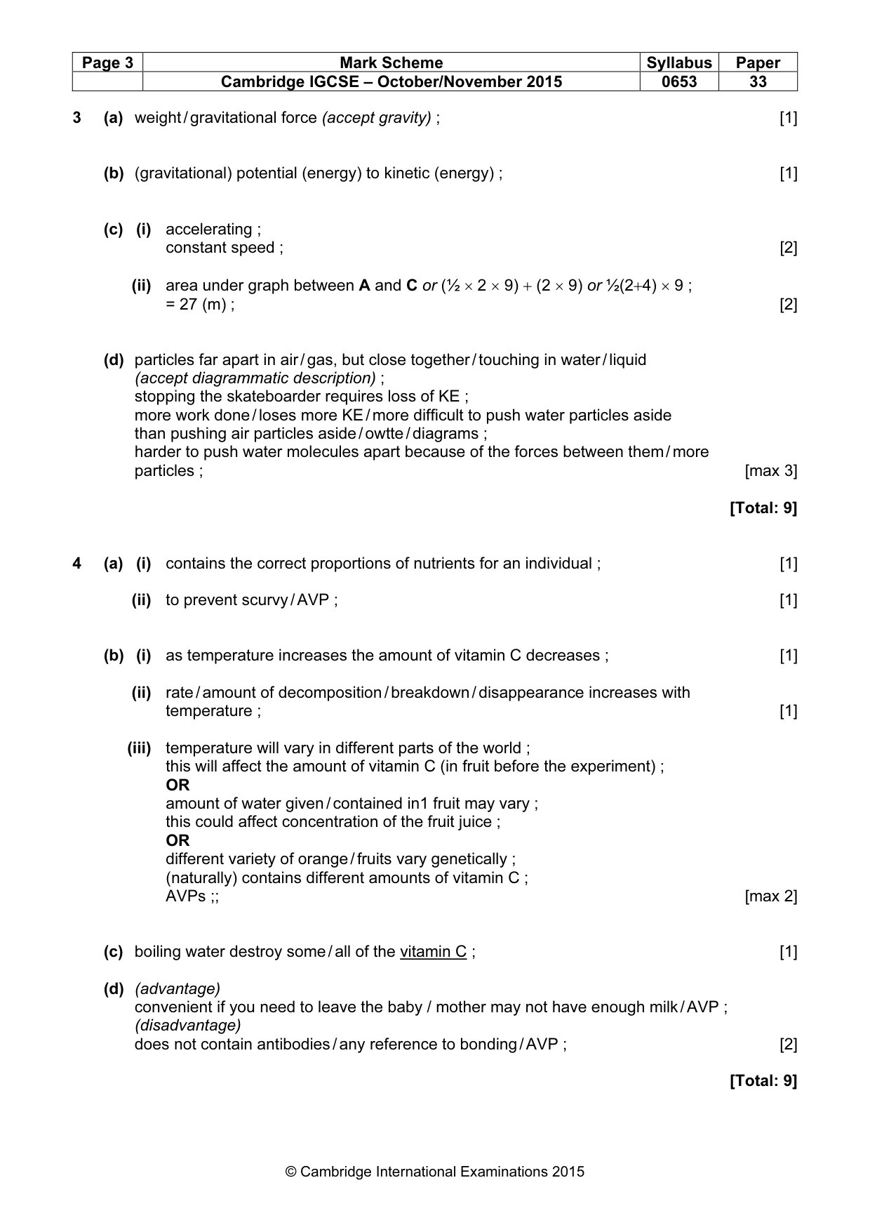 Mark scheme, page 3 of 6