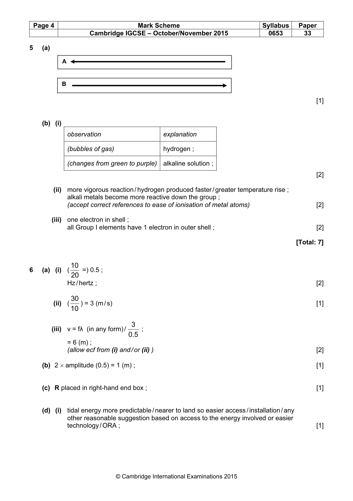 Mark scheme, page 4 of 6