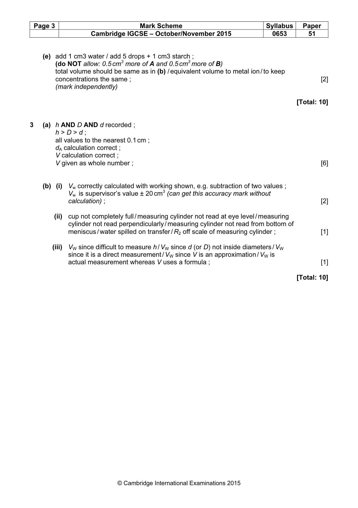 Mark scheme, page 3 of 3