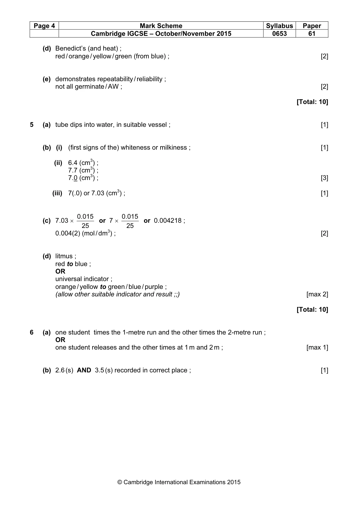 Mark scheme, page 4 of 5