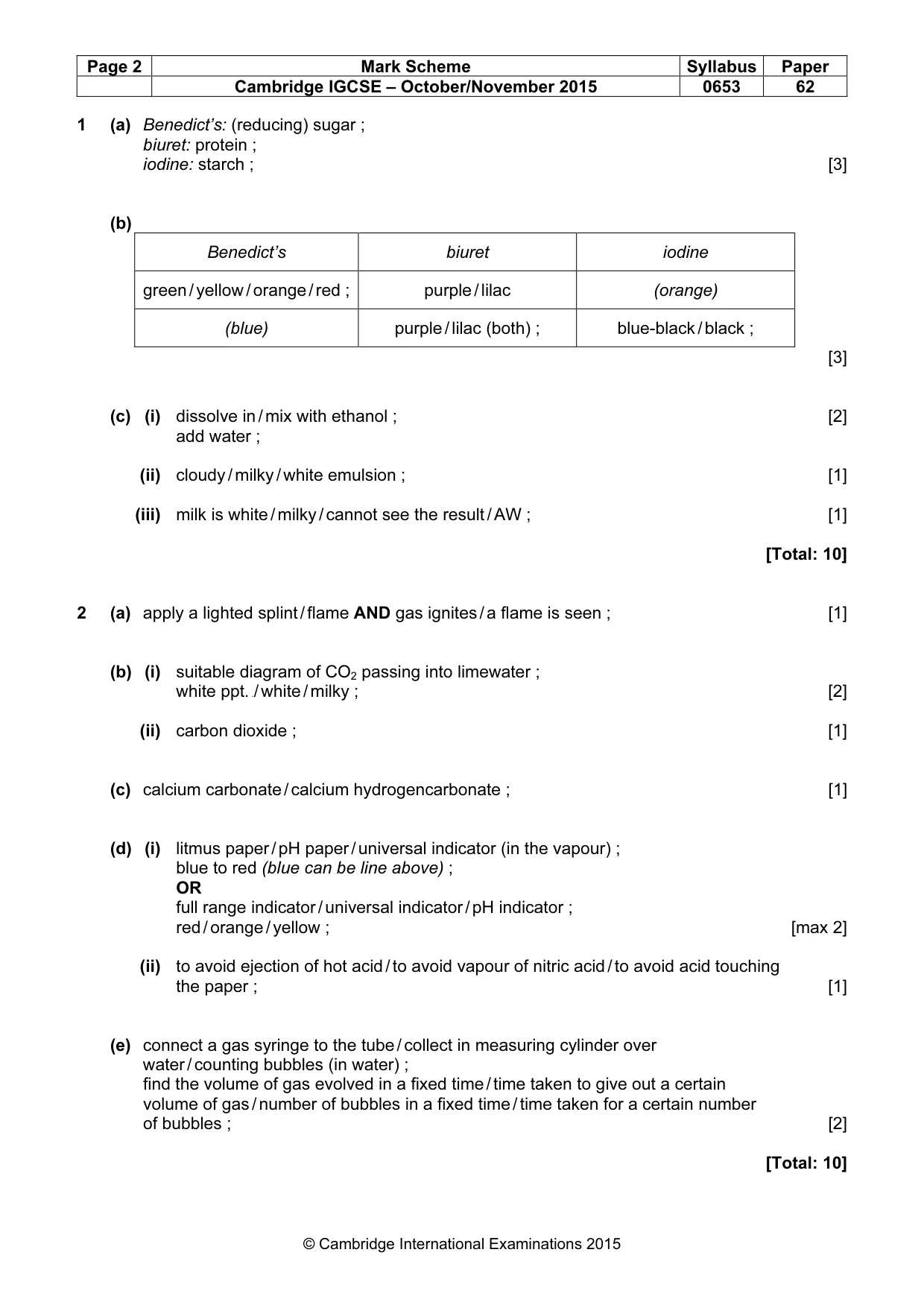 Mark scheme, page 2 of 4