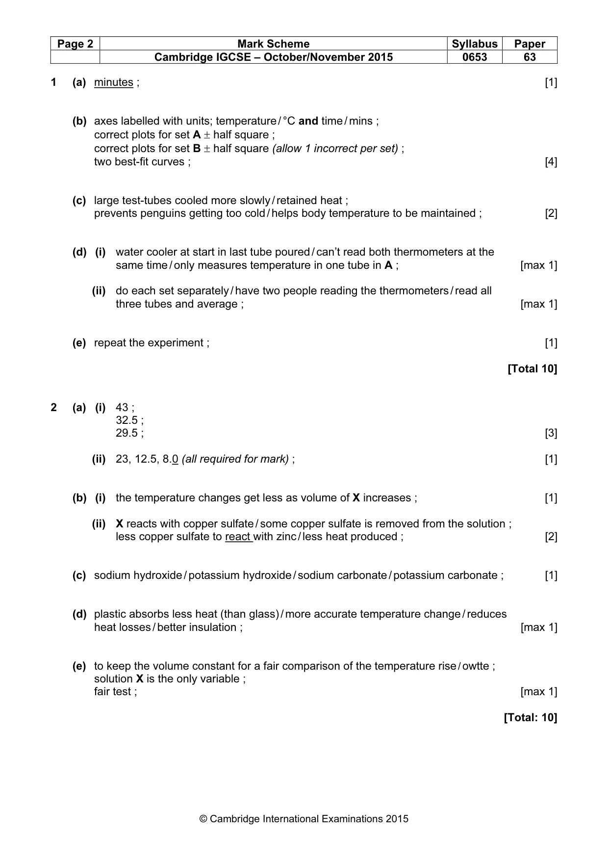 Mark scheme, page 2 of 4