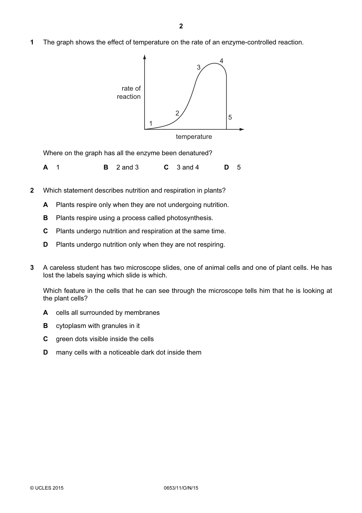 Cambridge IGCSE Science - Combined 0653 2015 Oct/Nov Paper 1 · Variant 1 question paper, page 2 of 16