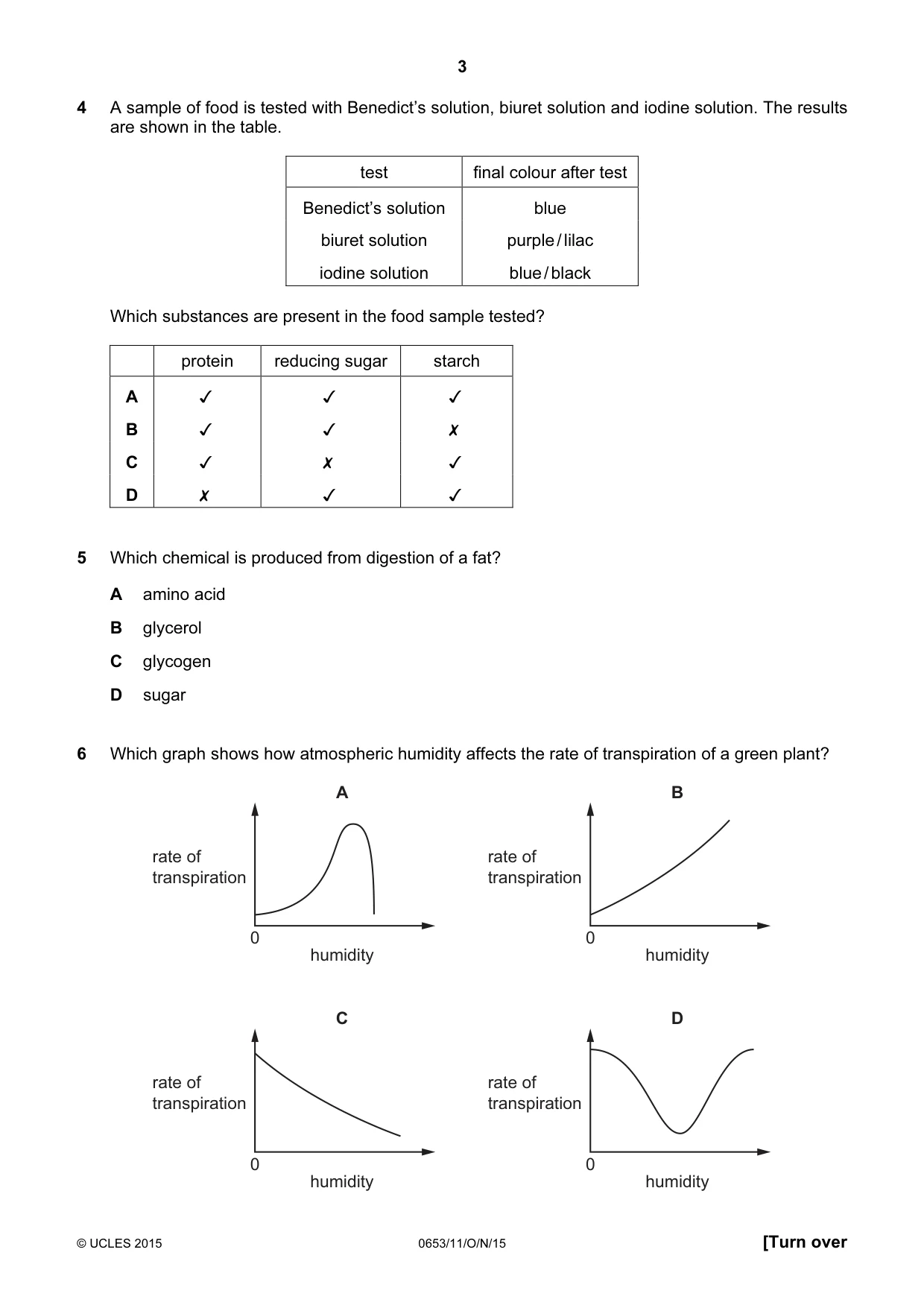 Cambridge IGCSE Science - Combined 0653 2015 Oct/Nov Paper 1 · Variant 1 question paper, page 3 of 16