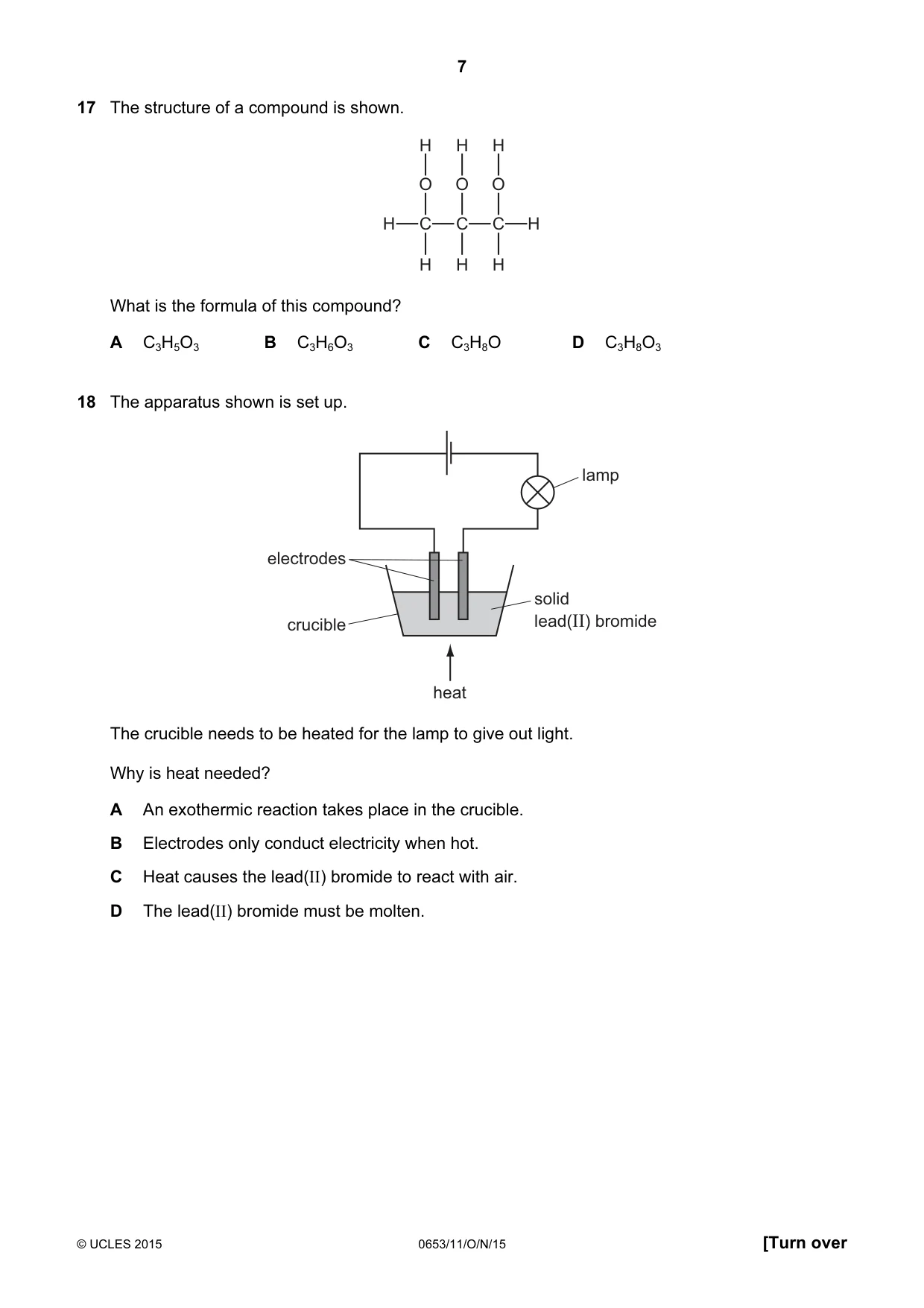 Cambridge IGCSE Science - Combined 0653 2015 Oct/Nov Paper 1 · Variant 1 question paper, page 7 of 16