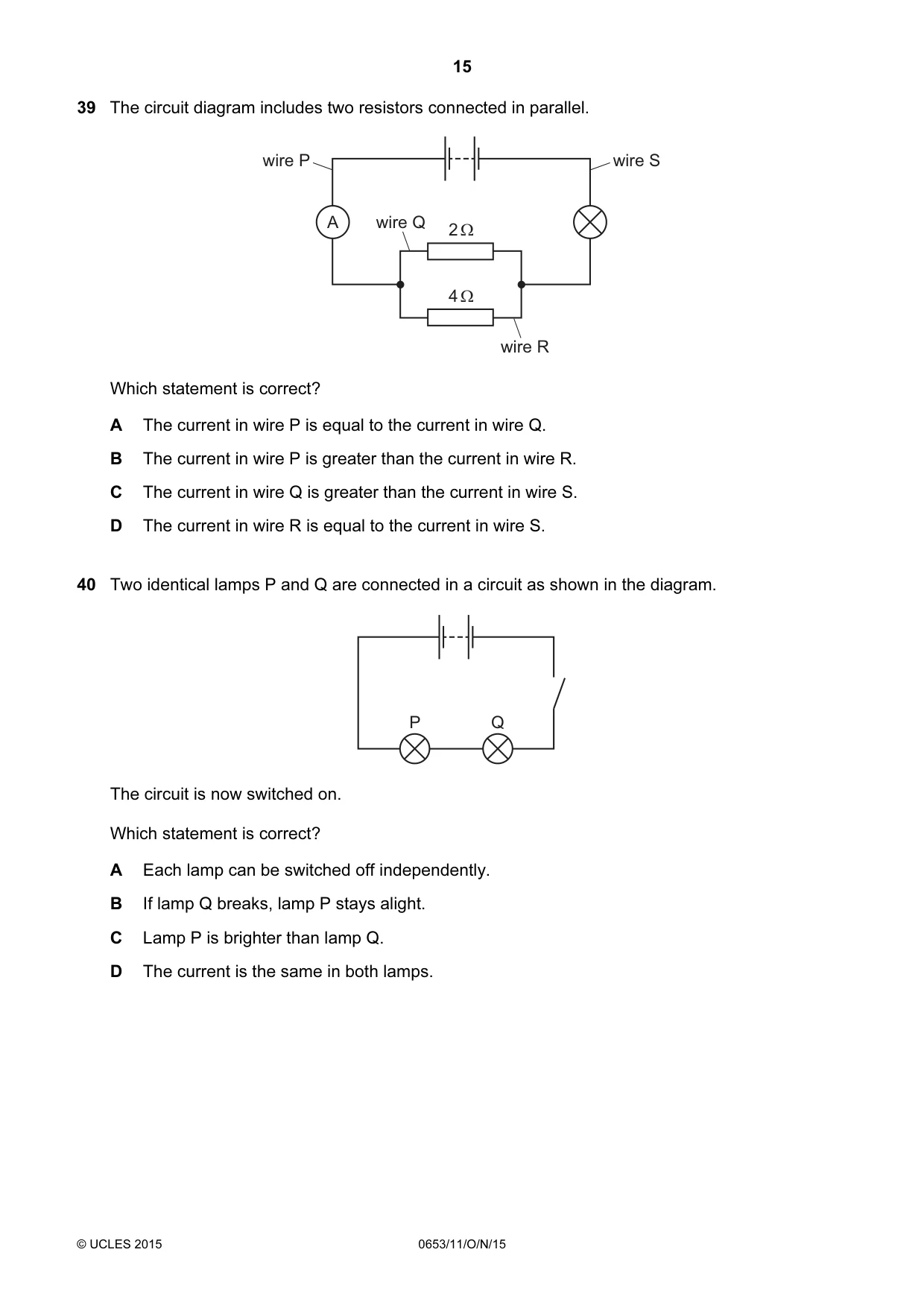 Cambridge IGCSE Science - Combined 0653 2015 Oct/Nov Paper 1 · Variant 1 question paper, page 15 of 16