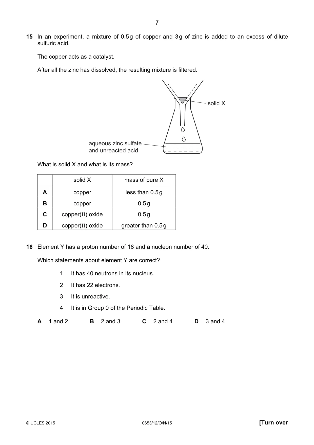 Cambridge IGCSE Science - Combined 0653 2015 Oct/Nov Paper 1 · Variant 2 question paper, page 7 of 16