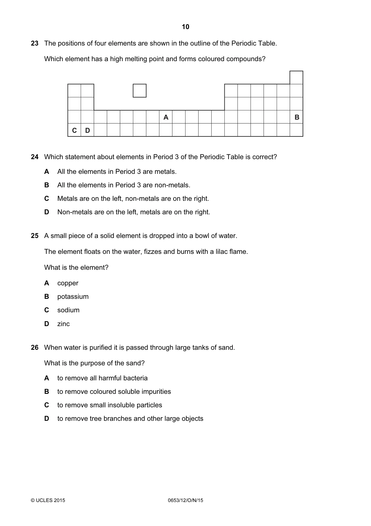 Cambridge IGCSE Science - Combined 0653 2015 Oct/Nov Paper 1 · Variant 2 question paper, page 10 of 16