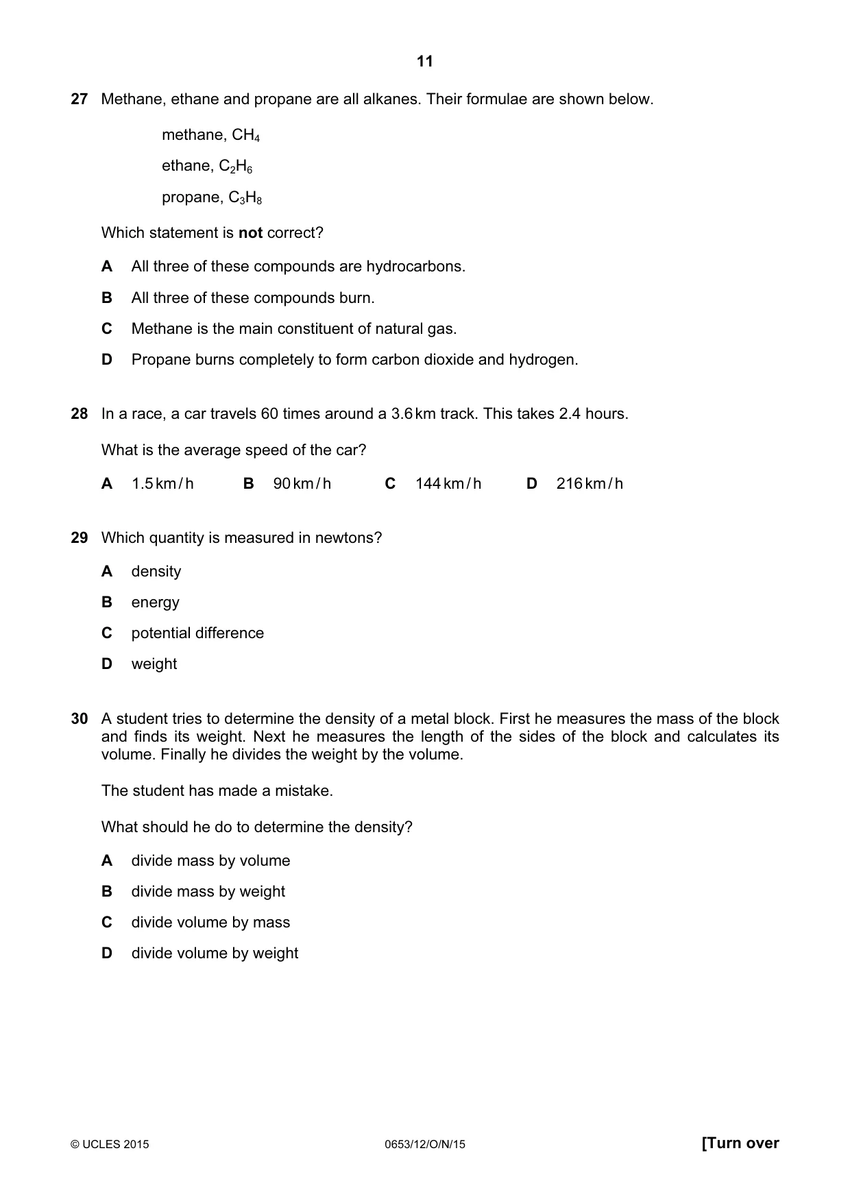 Cambridge IGCSE Science - Combined 0653 2015 Oct/Nov Paper 1 · Variant 2 question paper, page 11 of 16