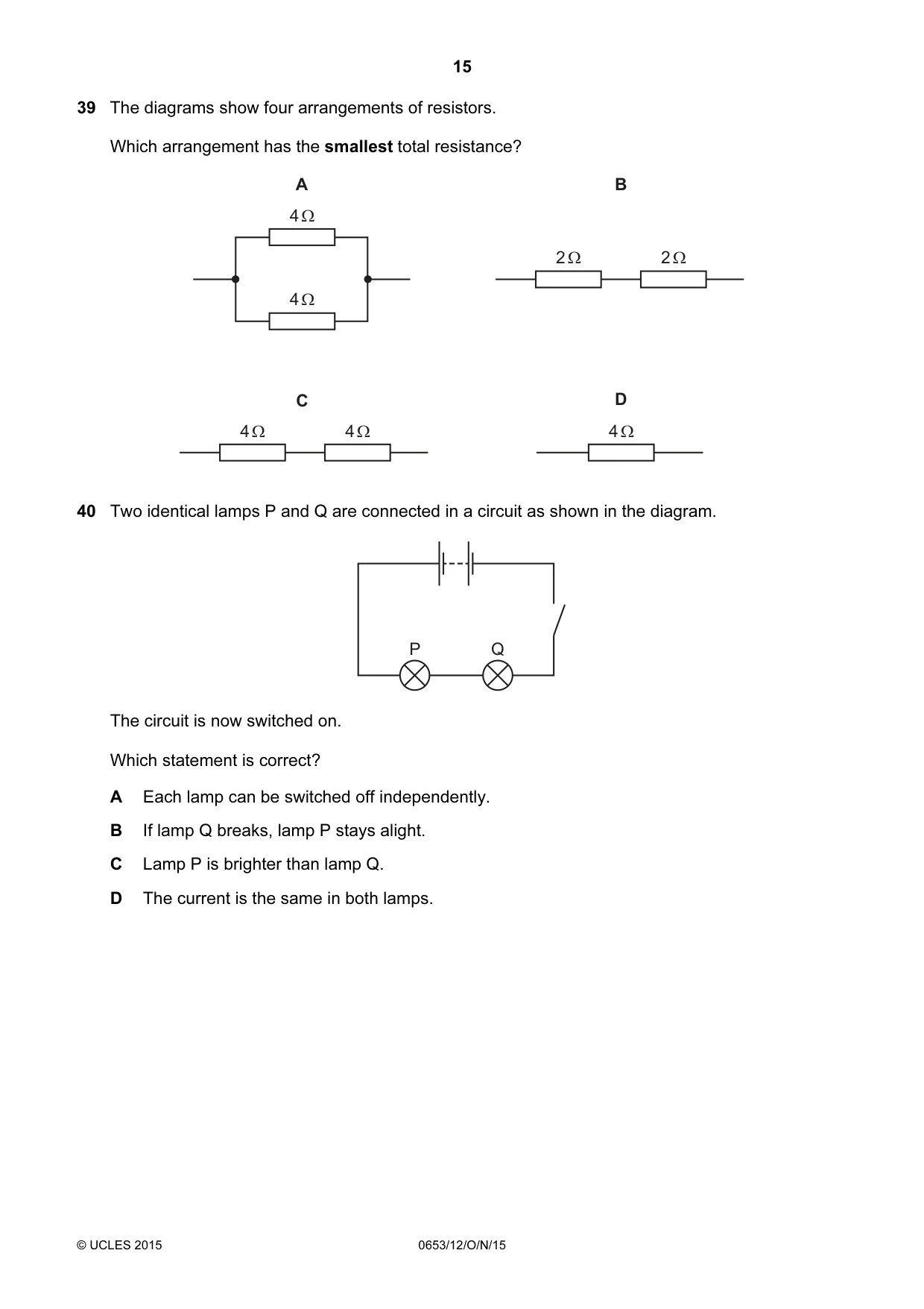 Cambridge IGCSE Science - Combined 0653 2015 Oct/Nov Paper 1 · Variant 2 question paper, page 15 of 16