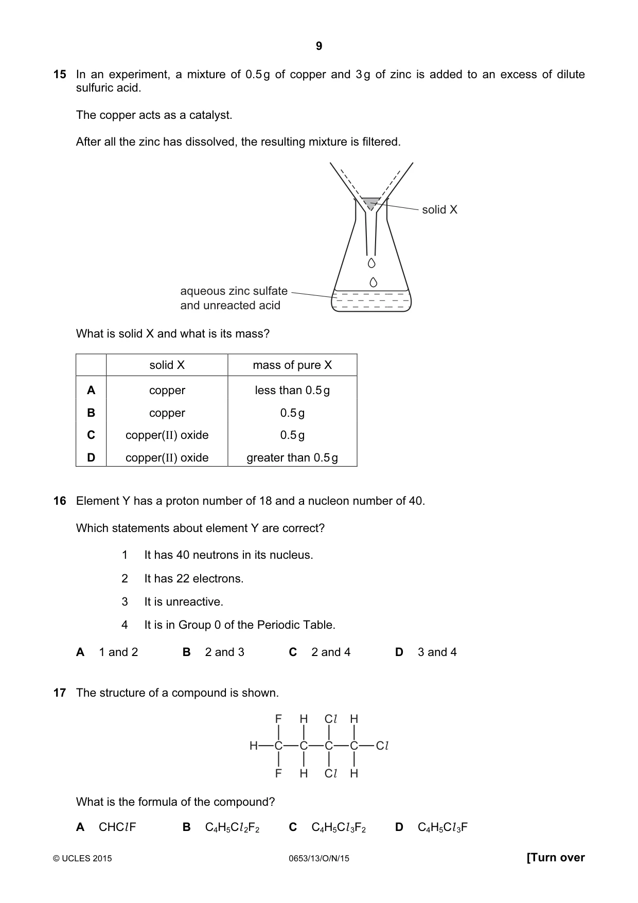 Cambridge IGCSE Science - Combined 0653 2015 Oct/Nov Paper 1 · Variant 3 question paper, page 9 of 20