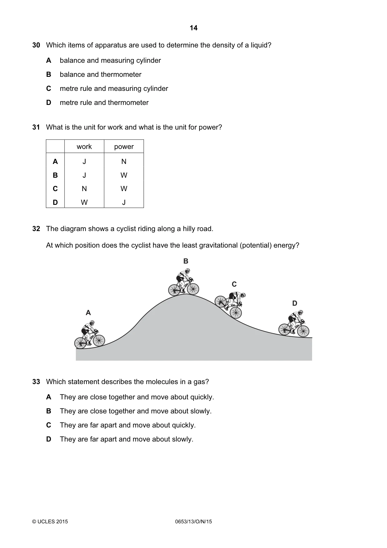 Cambridge IGCSE Science - Combined 0653 2015 Oct/Nov Paper 1 · Variant 3 question paper, page 14 of 20