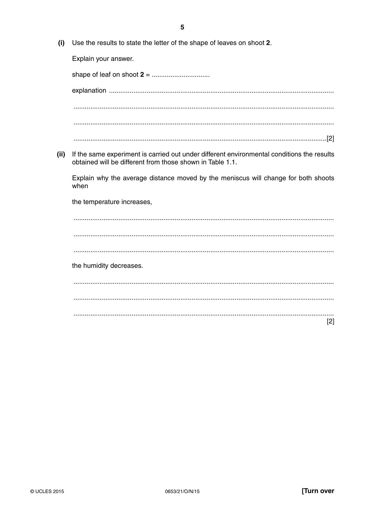 Cambridge IGCSE Science - Combined 0653 2015 Oct/Nov Paper 2 · Variant 1 question paper, page 5 of 24