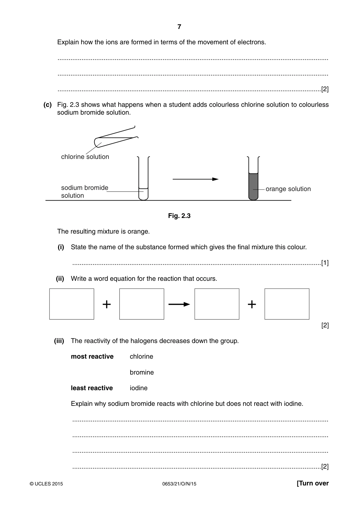Cambridge IGCSE Science - Combined 0653 2015 Oct/Nov Paper 2 · Variant 1 question paper, page 7 of 24