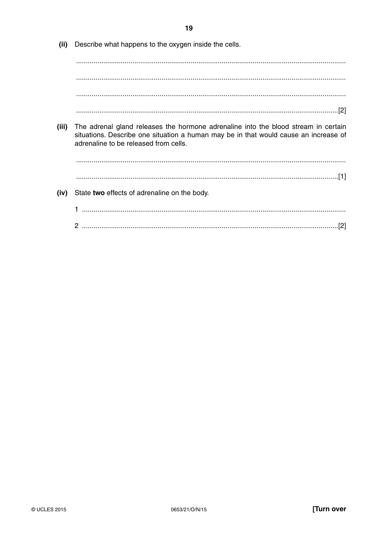 Cambridge IGCSE Science - Combined 0653 2015 Oct/Nov Paper 2 · Variant 1 question paper, page 19 of 24