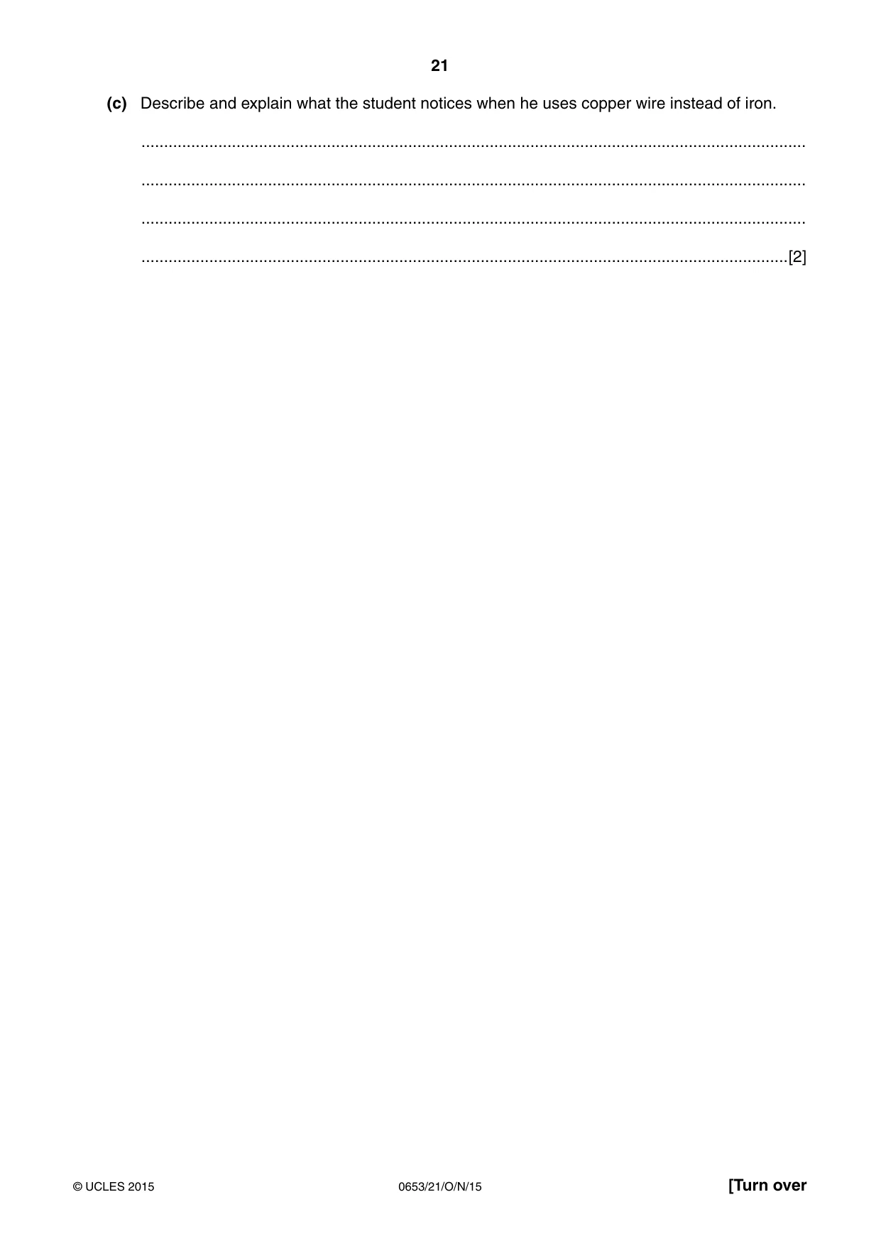 Cambridge IGCSE Science - Combined 0653 2015 Oct/Nov Paper 2 · Variant 1 question paper, page 21 of 24