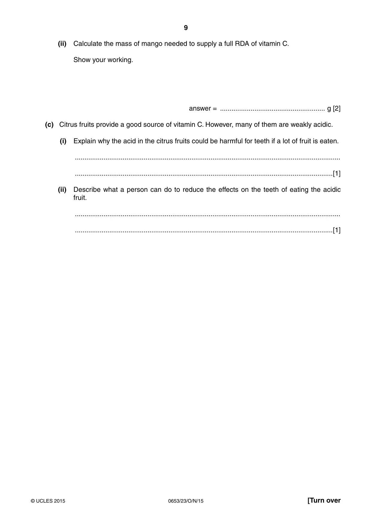 Cambridge IGCSE Science - Combined 0653 2015 Oct/Nov Paper 2 · Variant 3 question paper, page 9 of 24