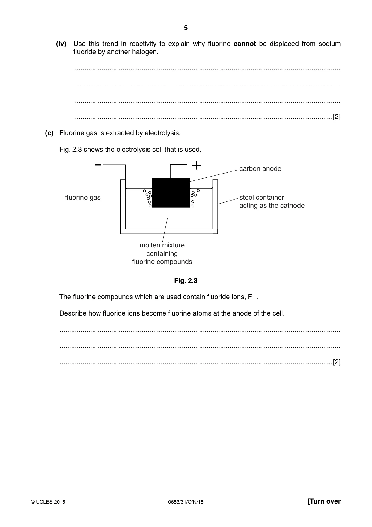 Cambridge IGCSE Science - Combined 0653 2015 Oct/Nov Paper 3 · Variant 1 question paper, page 5 of 24