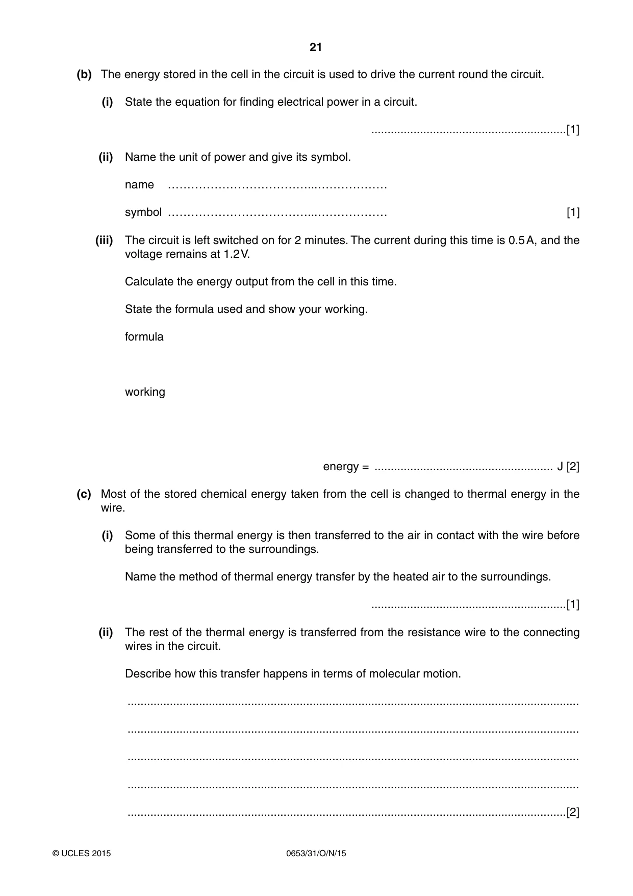 Cambridge IGCSE Science - Combined 0653 2015 Oct/Nov Paper 3 · Variant 1 question paper, page 21 of 24