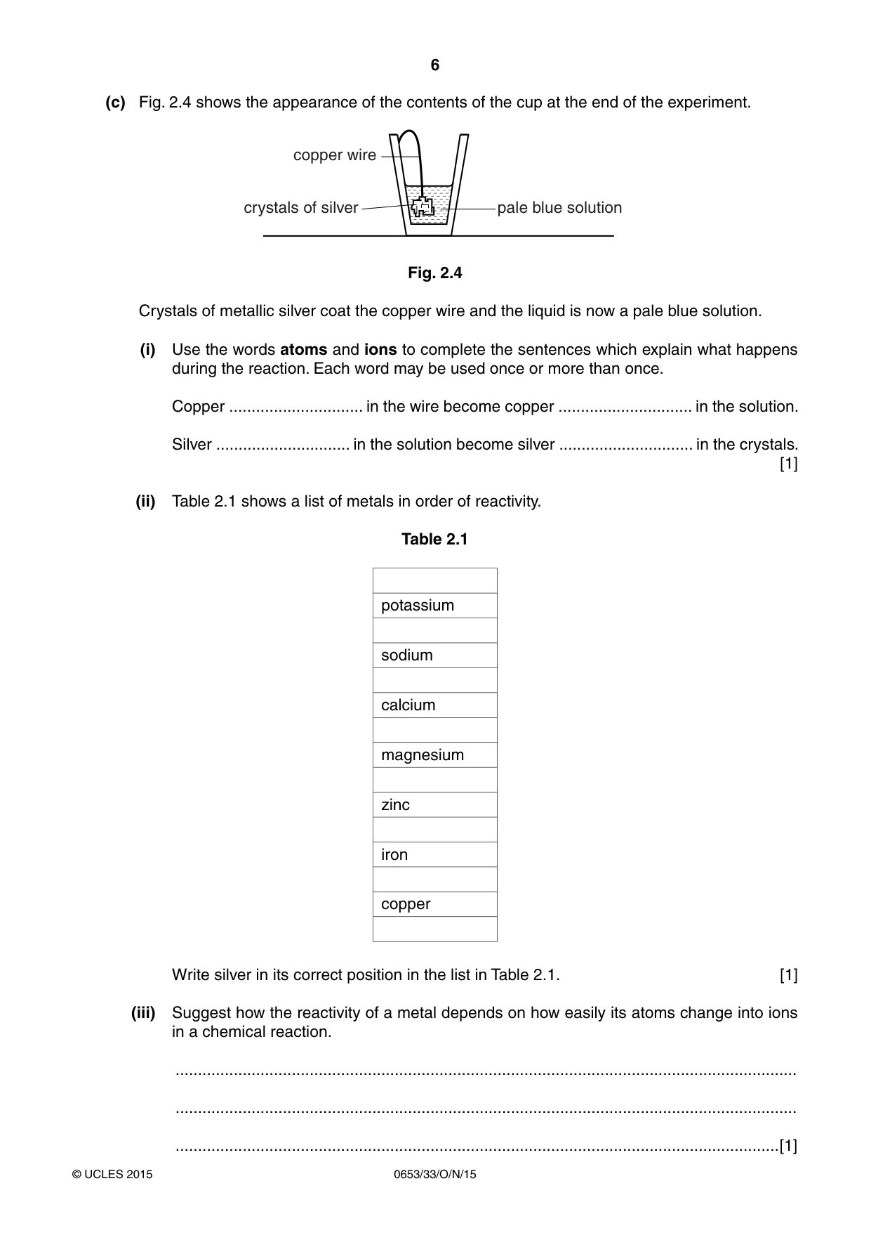 Cambridge IGCSE Science - Combined 0653 2015 Oct/Nov Paper 3 · Variant 3 question paper, page 6 of 28