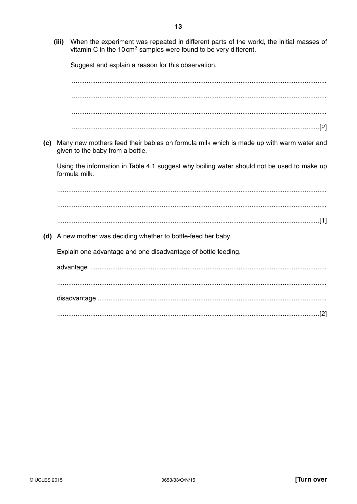 Cambridge IGCSE Science - Combined 0653 2015 Oct/Nov Paper 3 · Variant 3 question paper, page 13 of 28