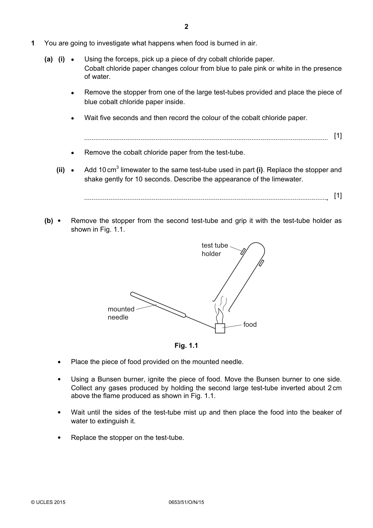 Cambridge IGCSE Science - Combined 0653 2015 Oct/Nov Paper 5 · Variant 1 question paper, page 2 of 8