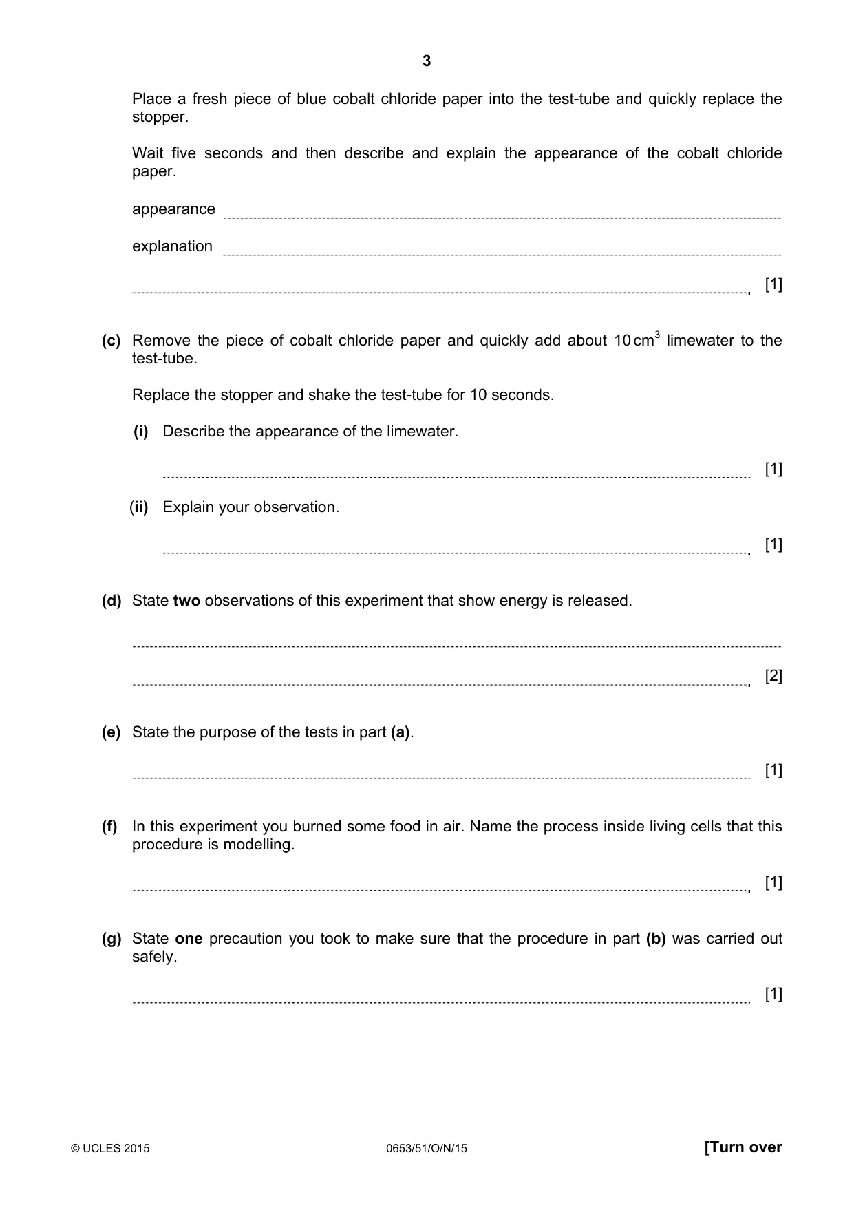 Cambridge IGCSE Science - Combined 0653 2015 Oct/Nov Paper 5 · Variant 1 question paper, page 3 of 8