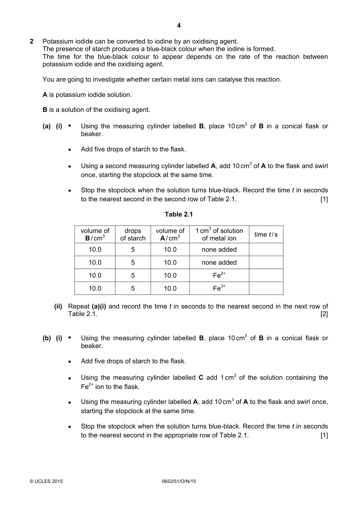 Cambridge IGCSE Science - Combined 0653 2015 Oct/Nov Paper 5 · Variant 1 question paper, page 4 of 8