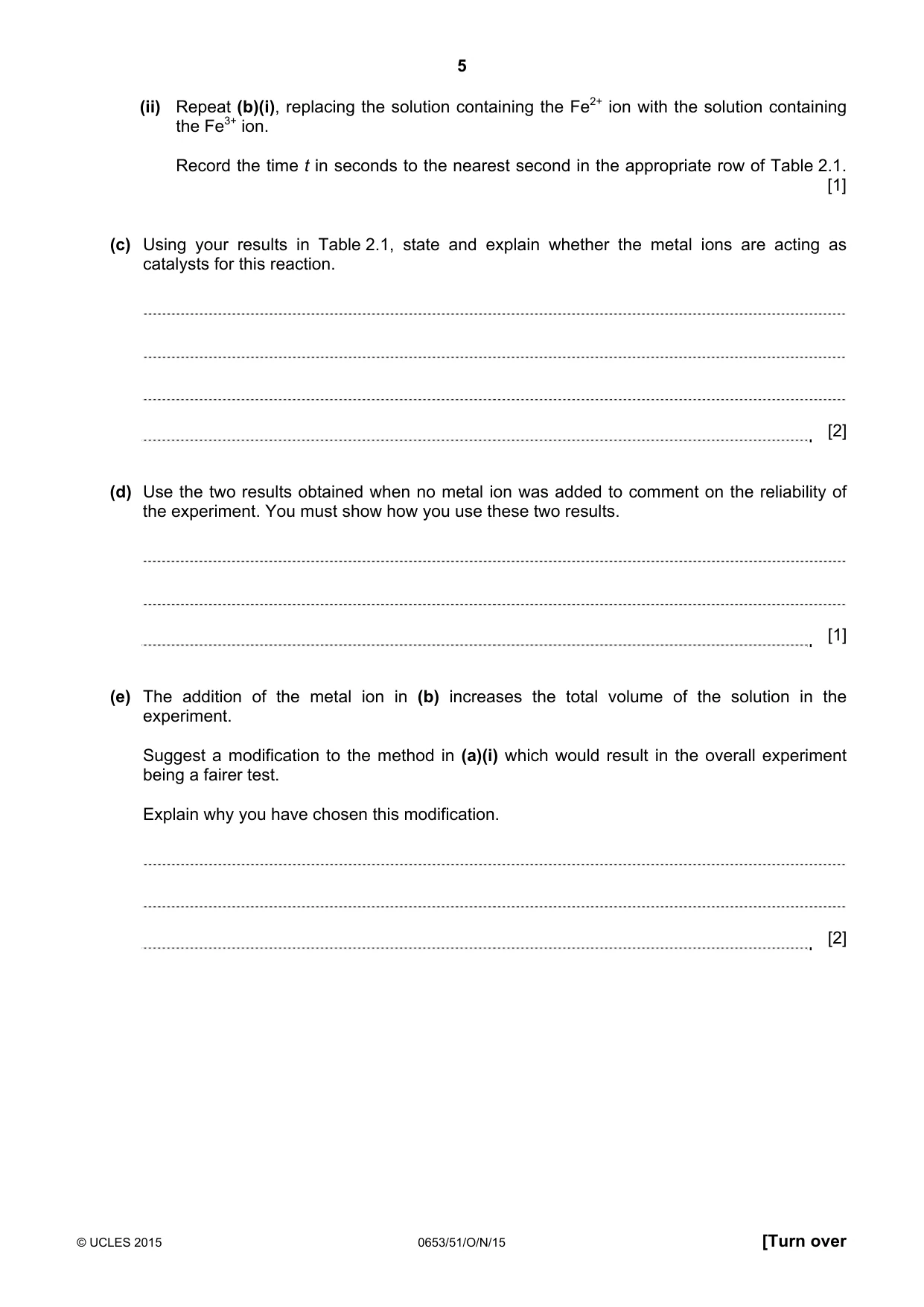 Cambridge IGCSE Science - Combined 0653 2015 Oct/Nov Paper 5 · Variant 1 question paper, page 5 of 8