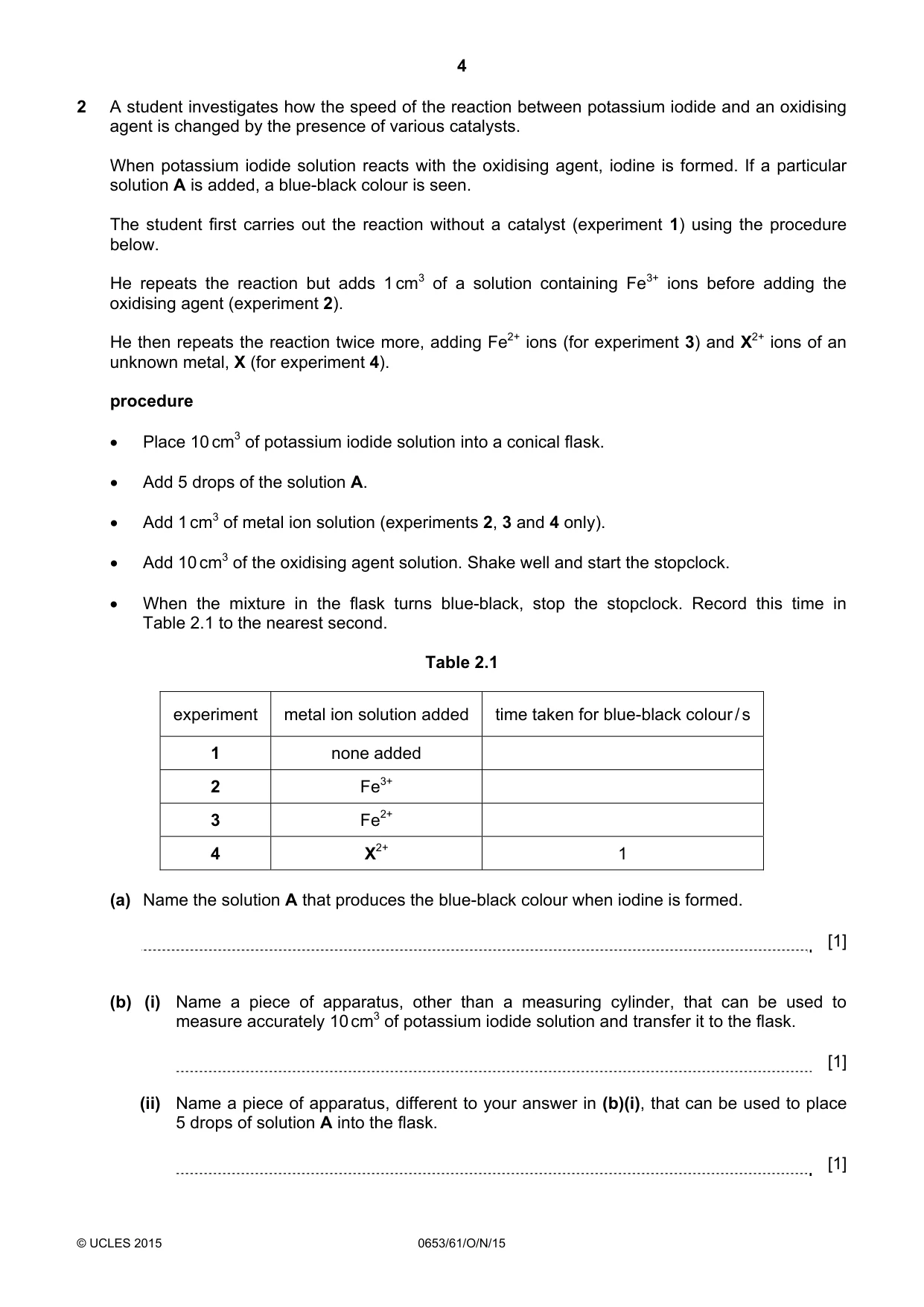 Cambridge IGCSE Science - Combined 0653 2015 Oct/Nov Paper 6 · Variant 1 question paper, page 4 of 16