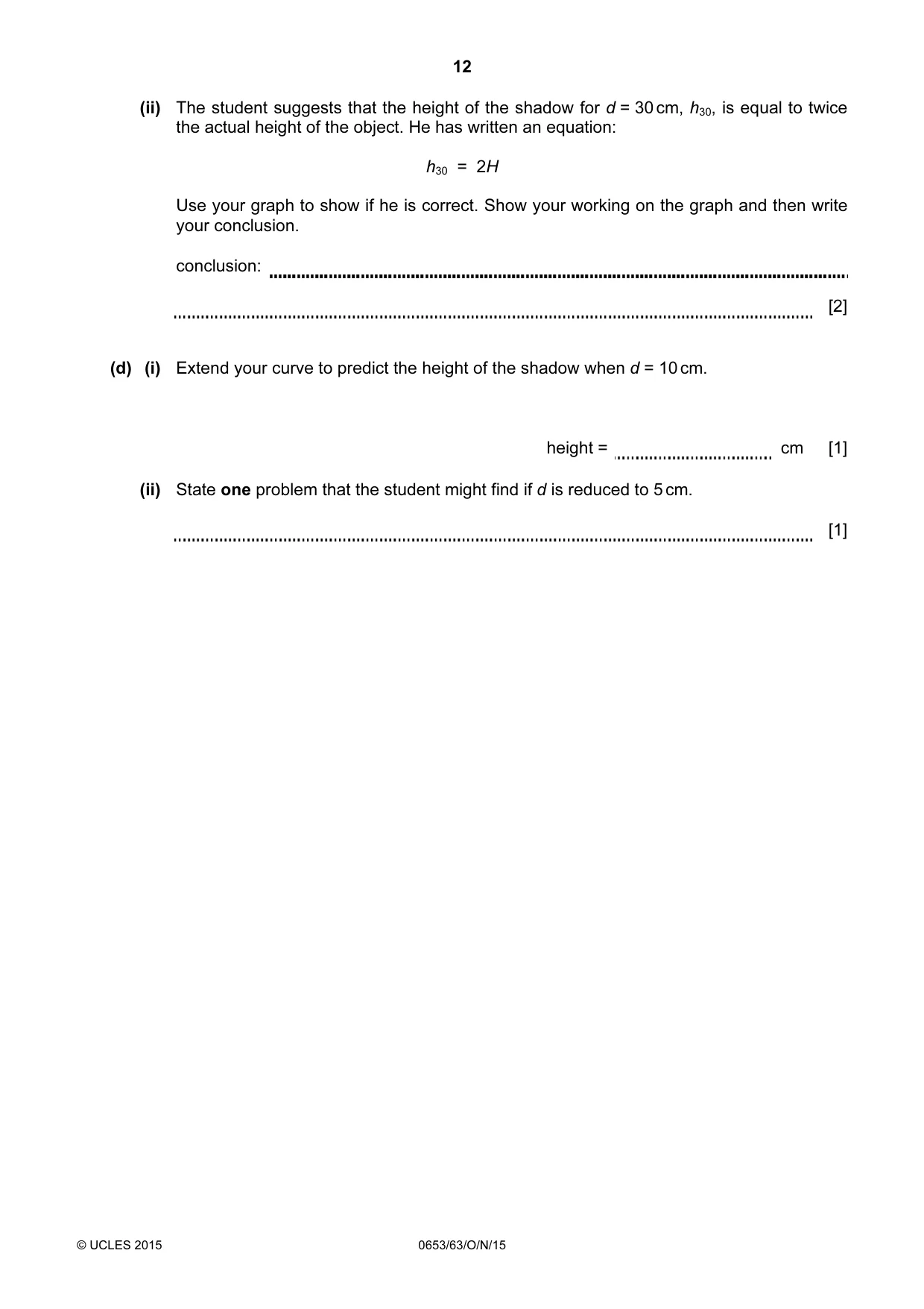 Cambridge IGCSE Science - Combined 0653 2015 Oct/Nov Paper 6 · Variant 3 question paper, page 12 of 20