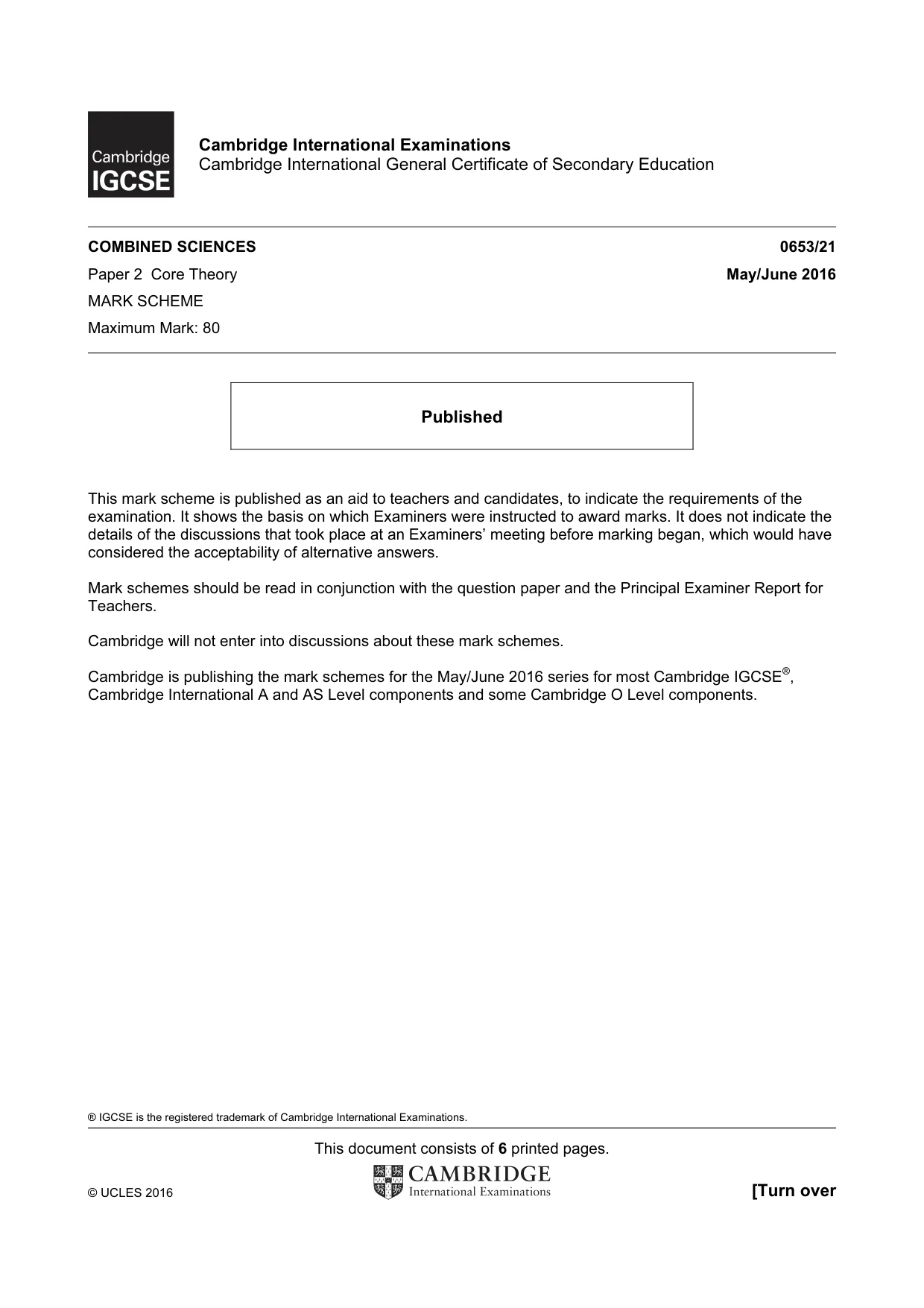 Mark scheme, page 1 of 6