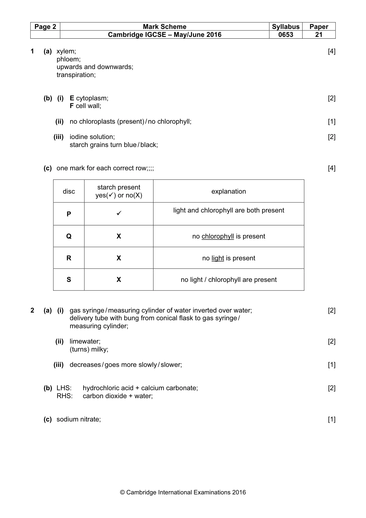 Mark scheme, page 2 of 6