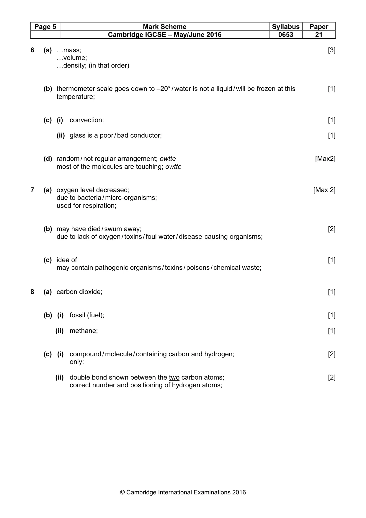 Mark scheme, page 5 of 6