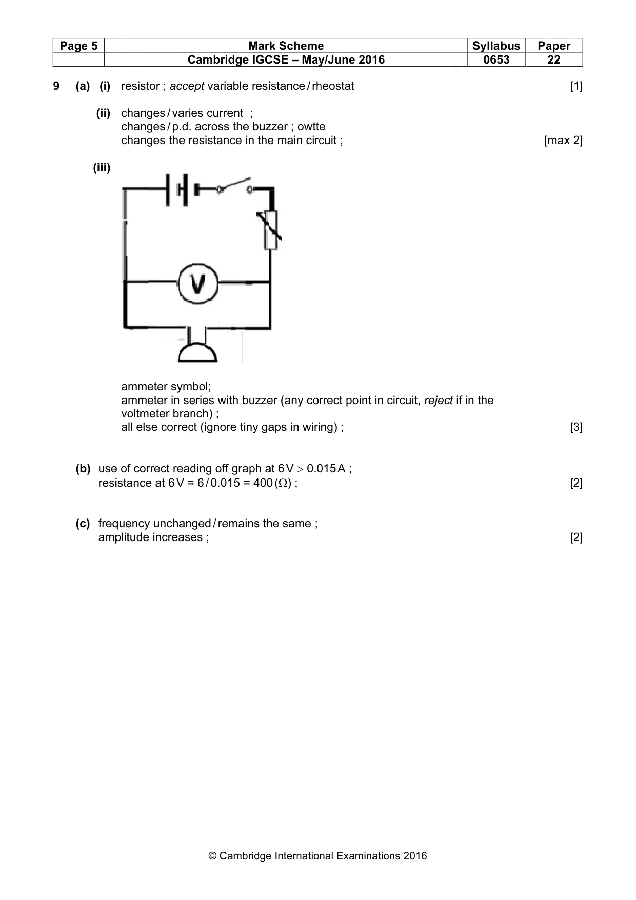Mark scheme, page 5 of 5