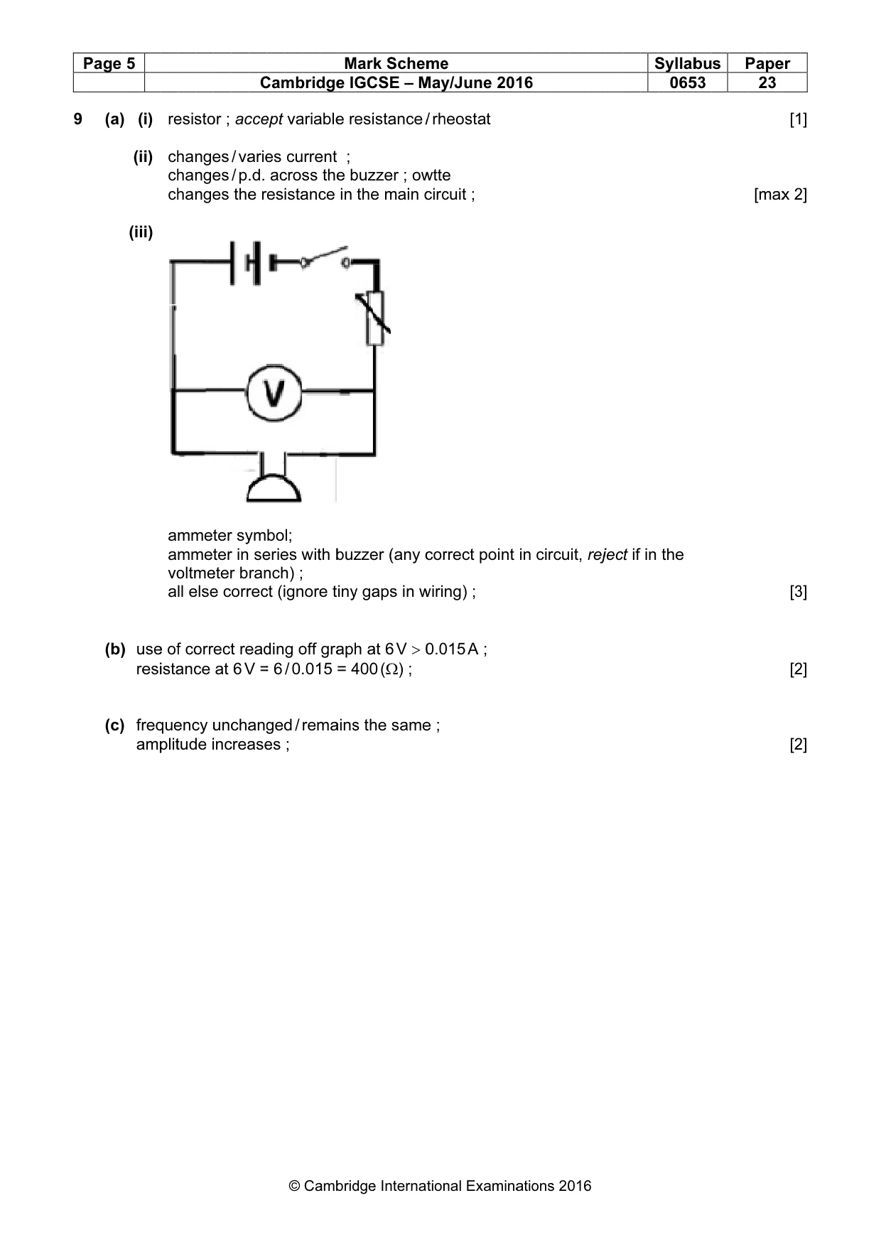 Mark scheme, page 5 of 5