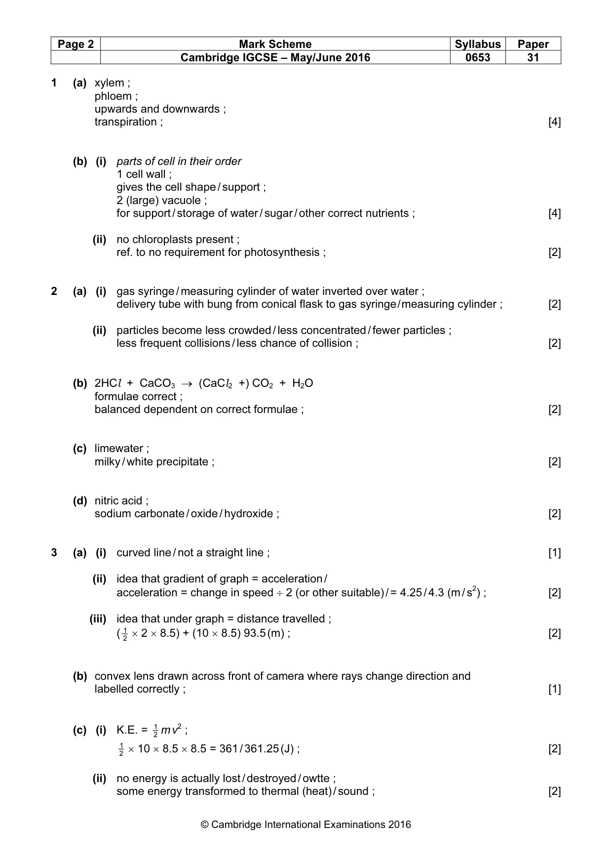 Mark scheme, page 2 of 5