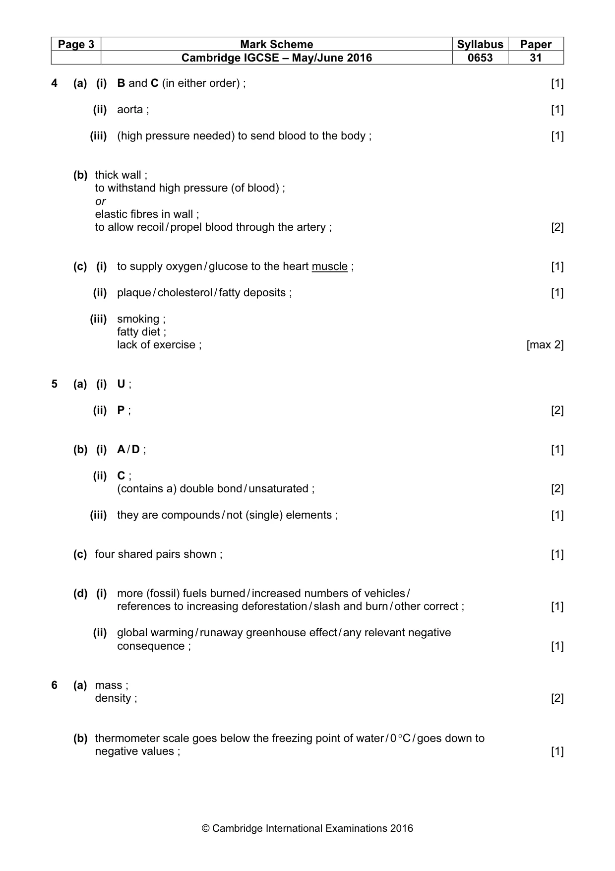 Mark scheme, page 3 of 5