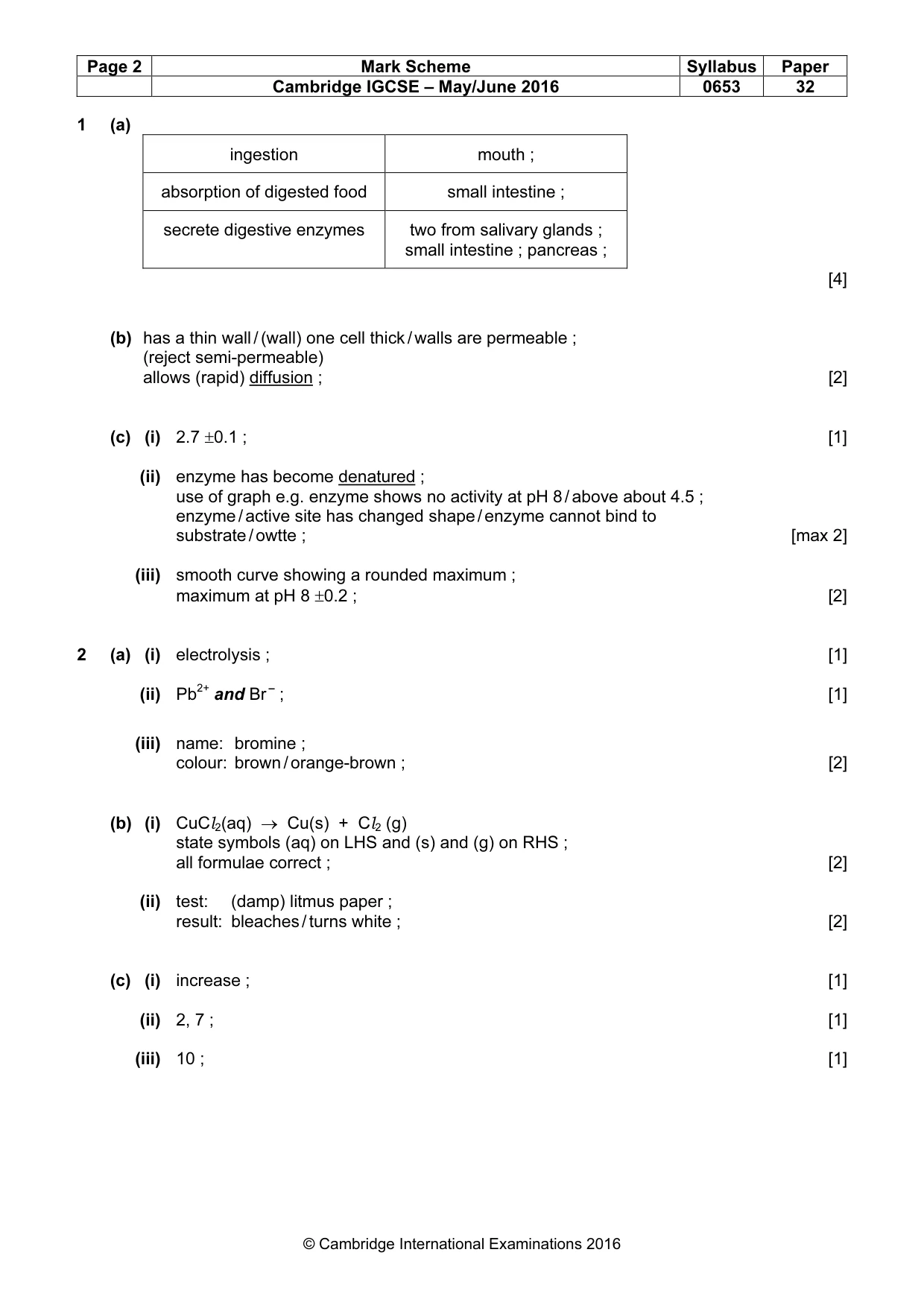 Mark scheme, page 2 of 5