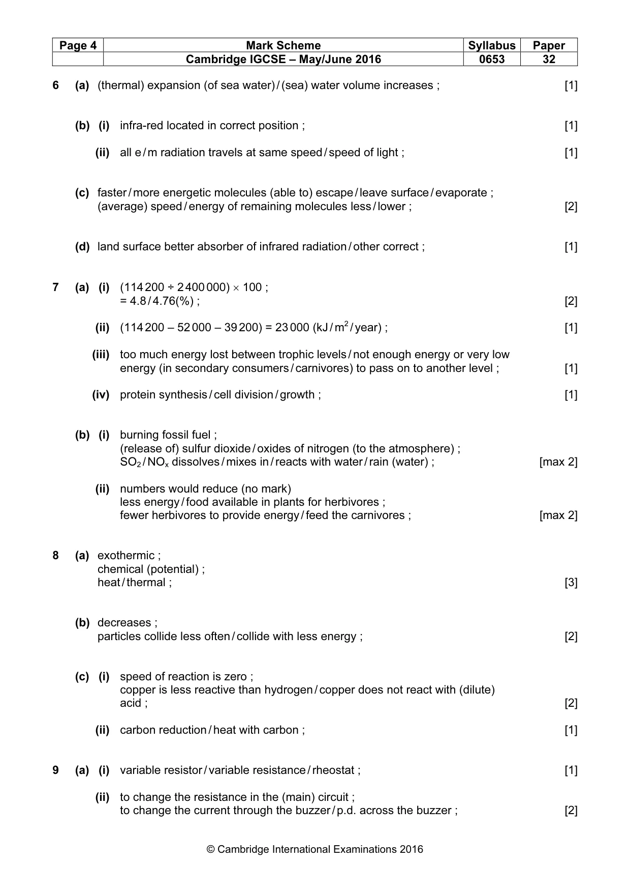 Mark scheme, page 4 of 5