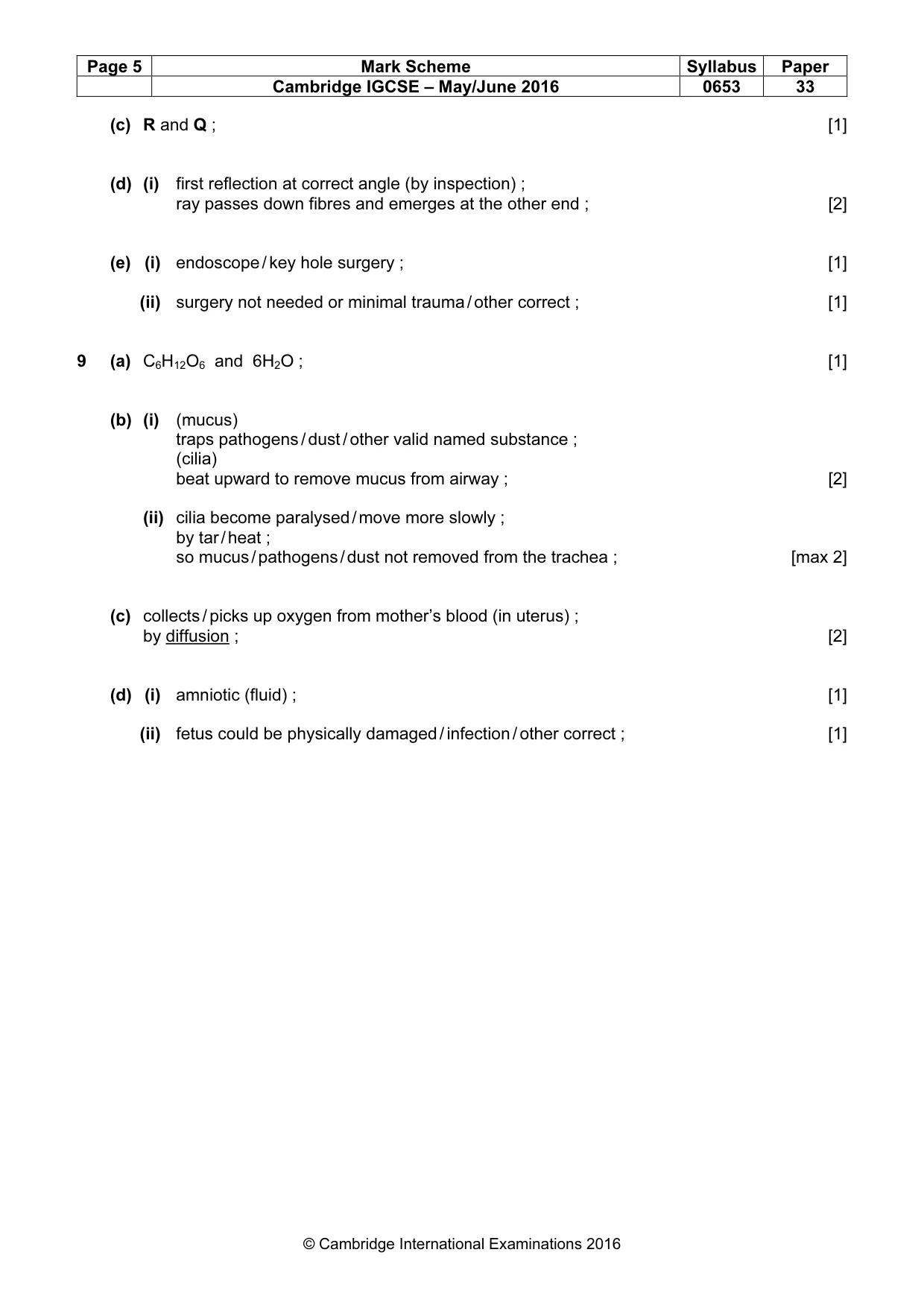 Mark scheme, page 5 of 5