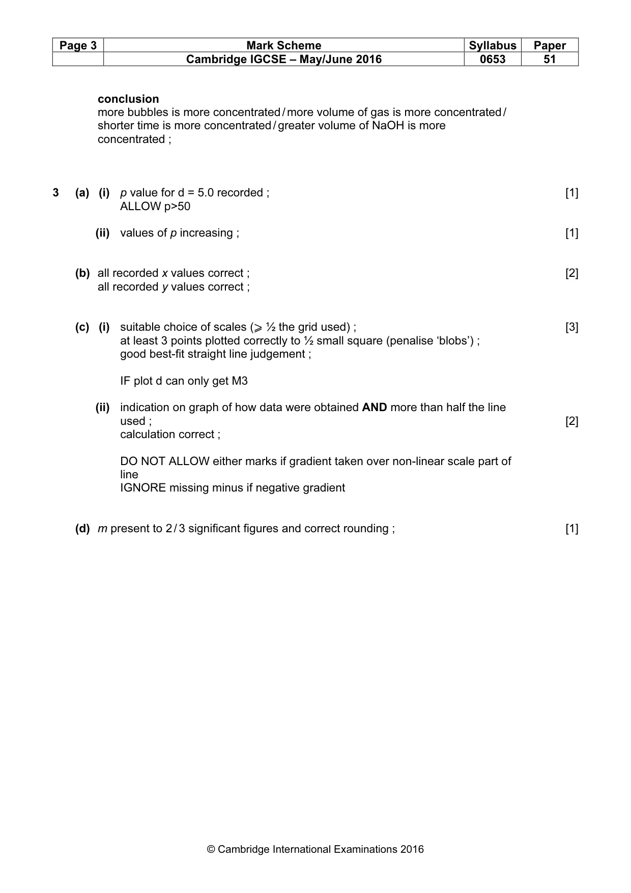 Mark scheme, page 3 of 3