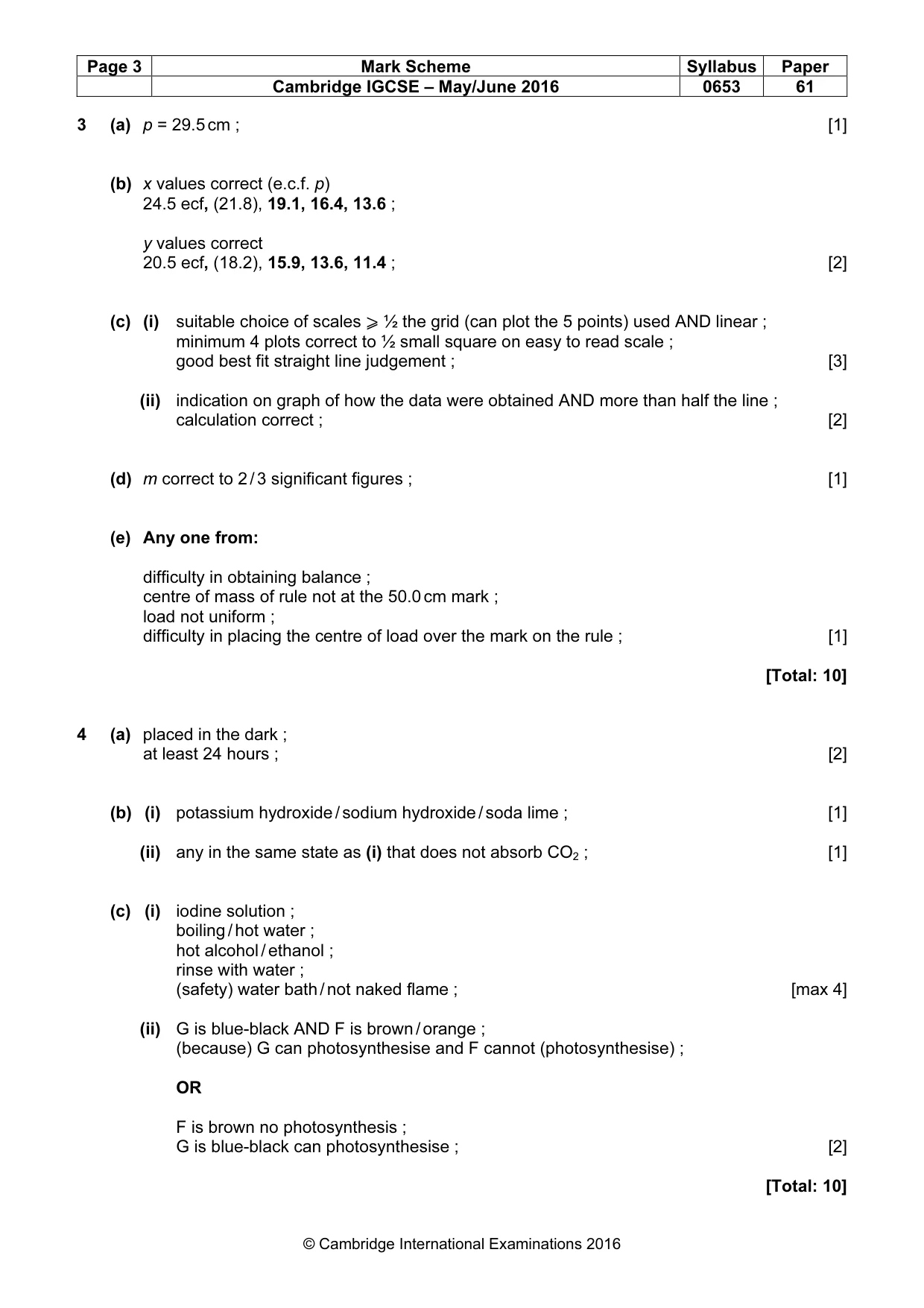 Mark scheme, page 3 of 4