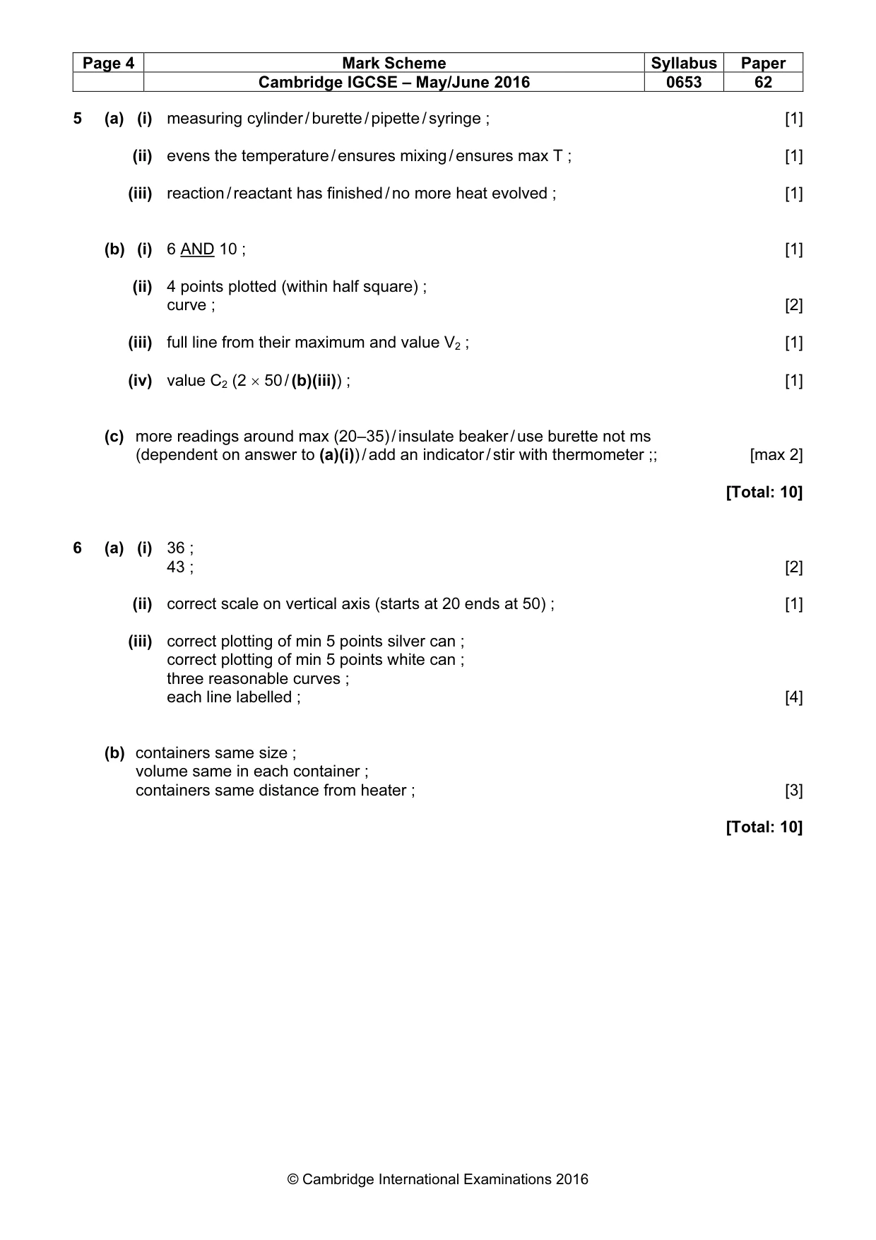 Mark scheme, page 4 of 4