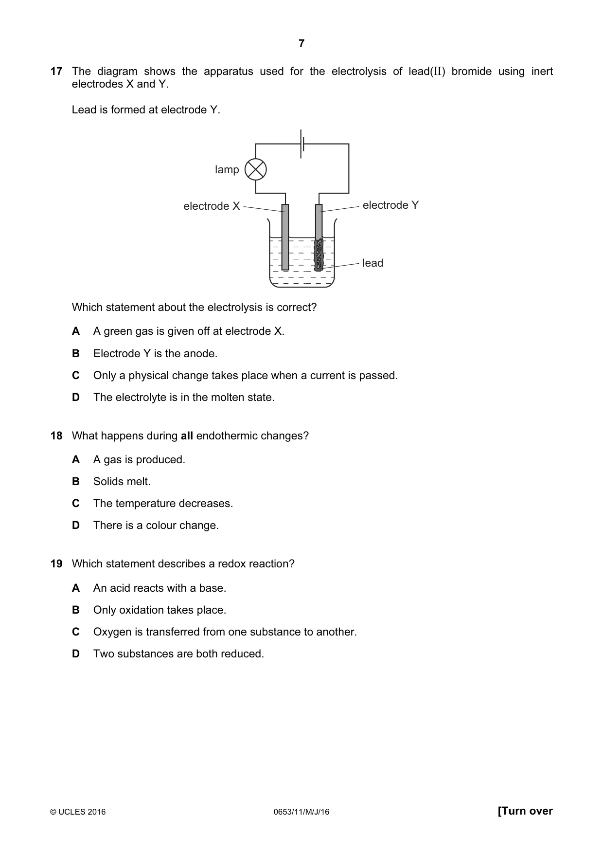 Cambridge IGCSE Science - Combined 0653 2016 May/June Paper 1 · Variant 1 question paper, page 7 of 16