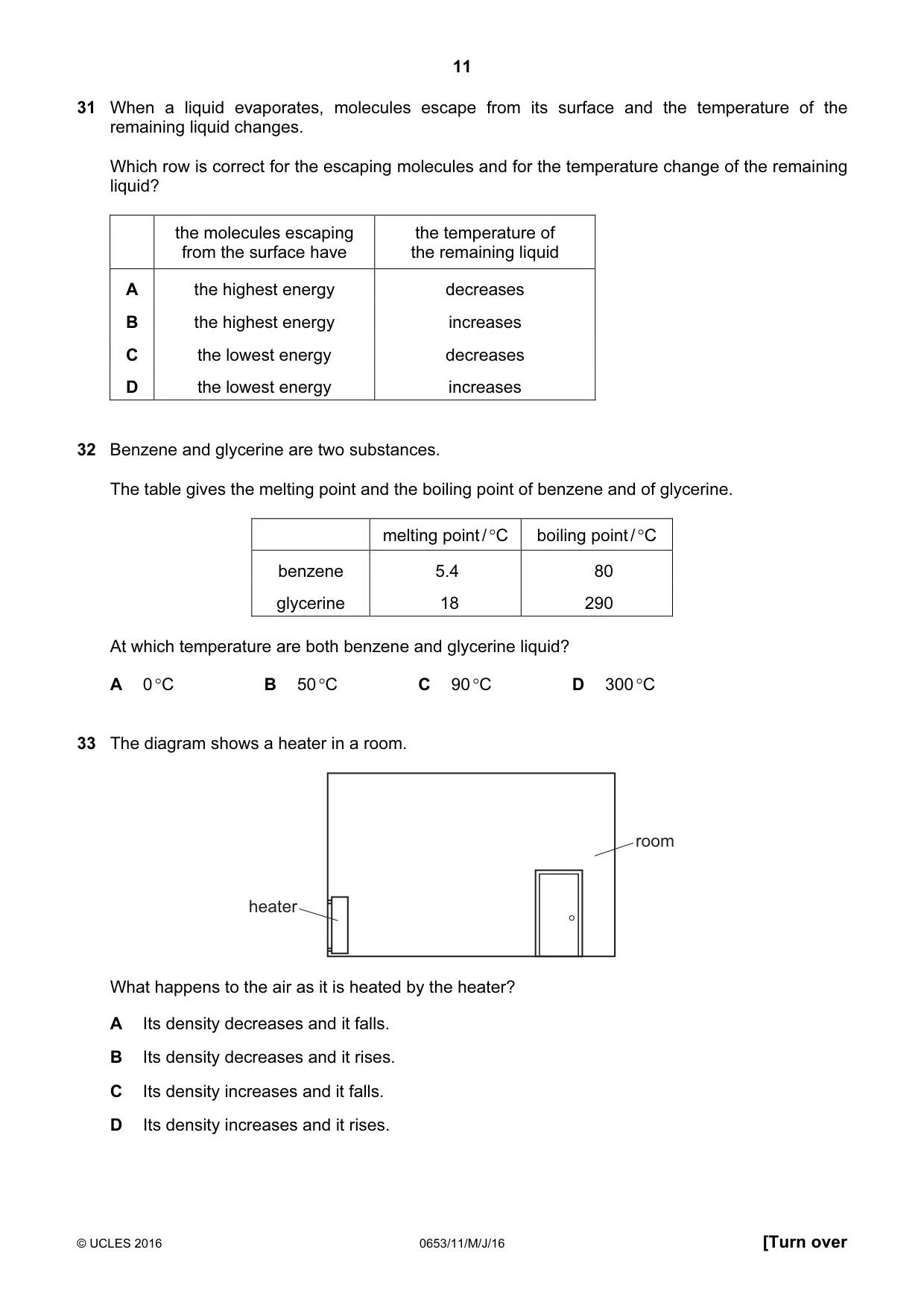Cambridge IGCSE Science - Combined 0653 2016 May/June Paper 1 · Variant 1 question paper, page 11 of 16